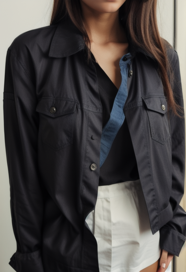 Vintage Corduroy Lapel Neck Button Long Sleeve Blouse